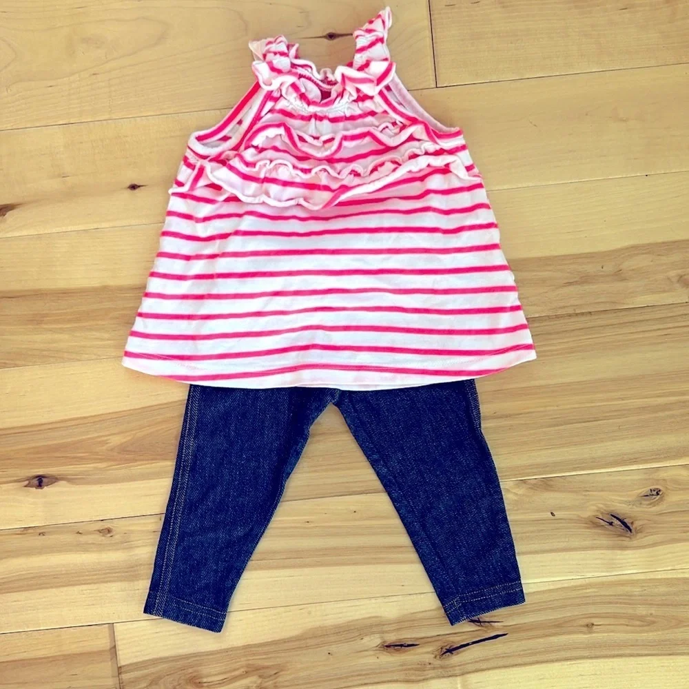 Carters baby tank and legging set neon pink stripe 6 month
